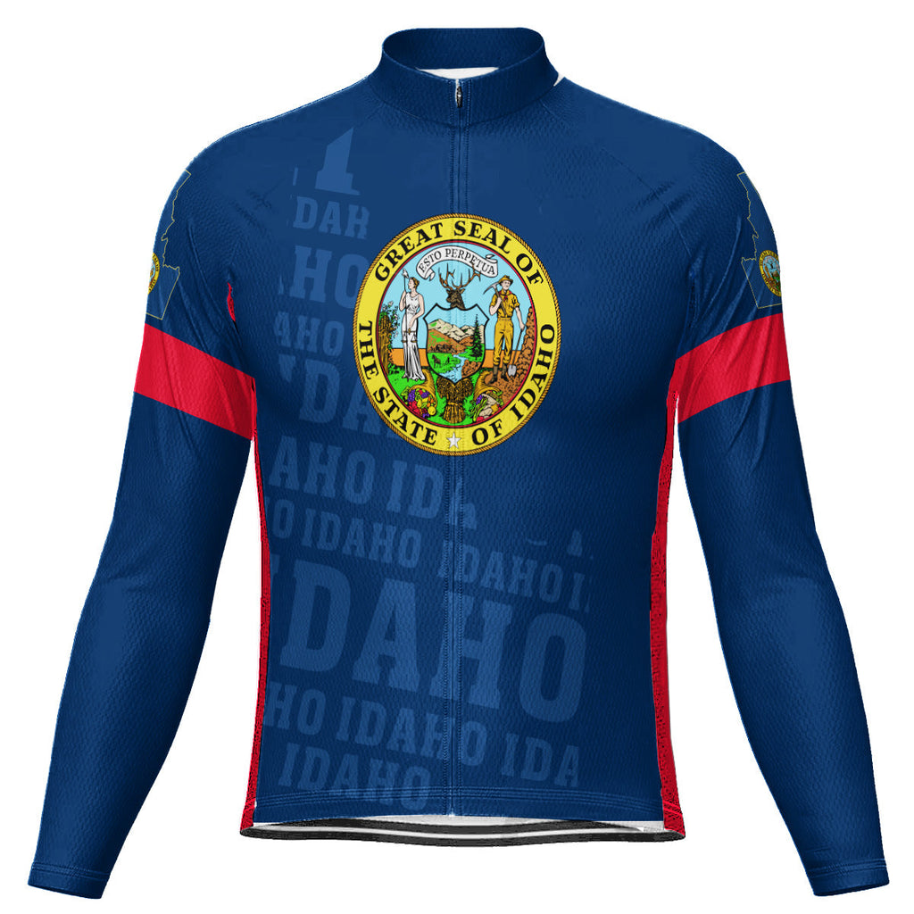 Customized Idaho Winter Thermal Fleece Long Sleeve Cycling Jersey for Men