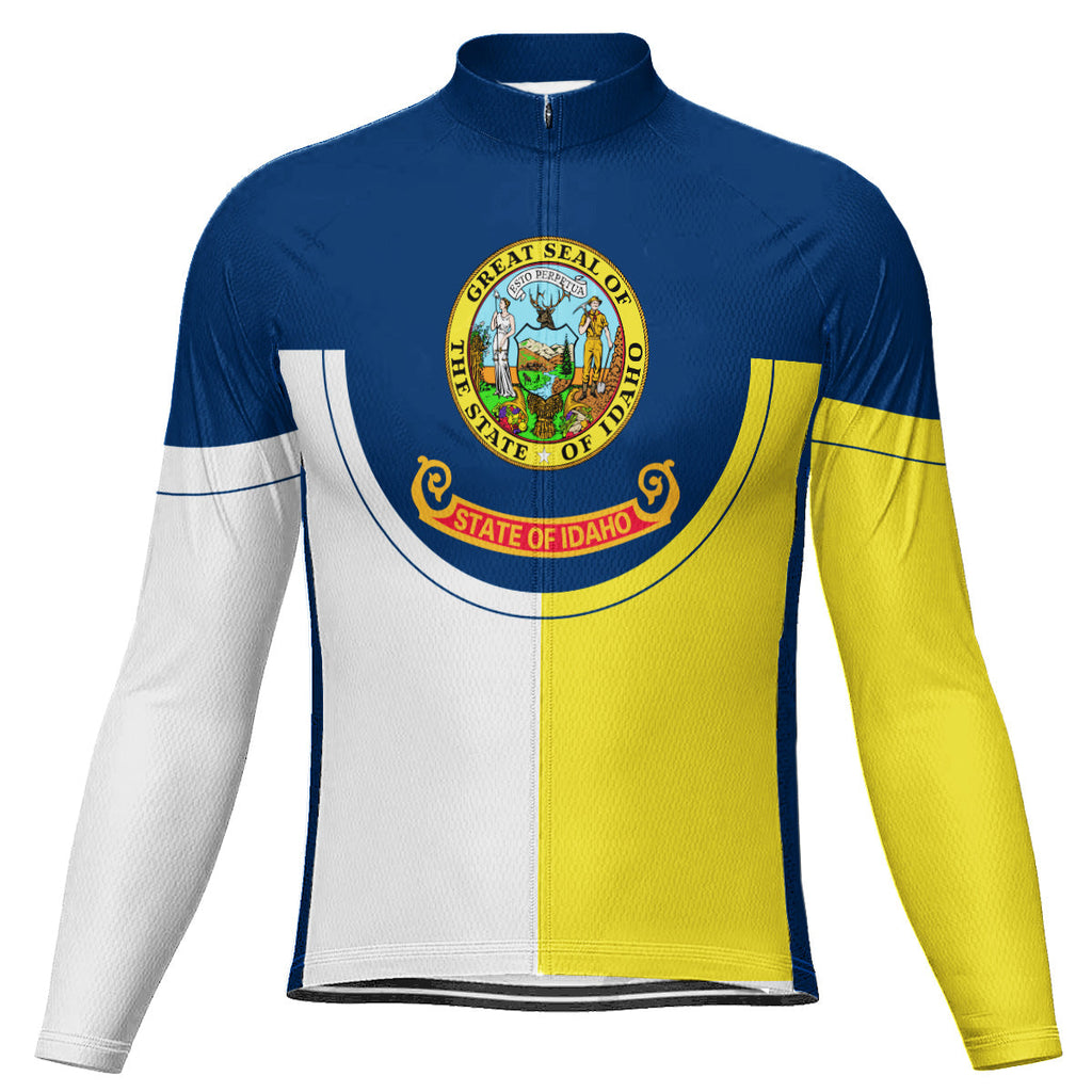Customized Idaho Winter Thermal Fleece Long Sleeve Cycling Jersey for Men