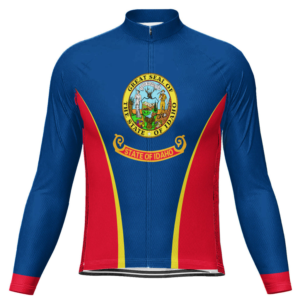 Customized Idaho Winter Thermal Fleece Long Sleeve Cycling Jersey for Men