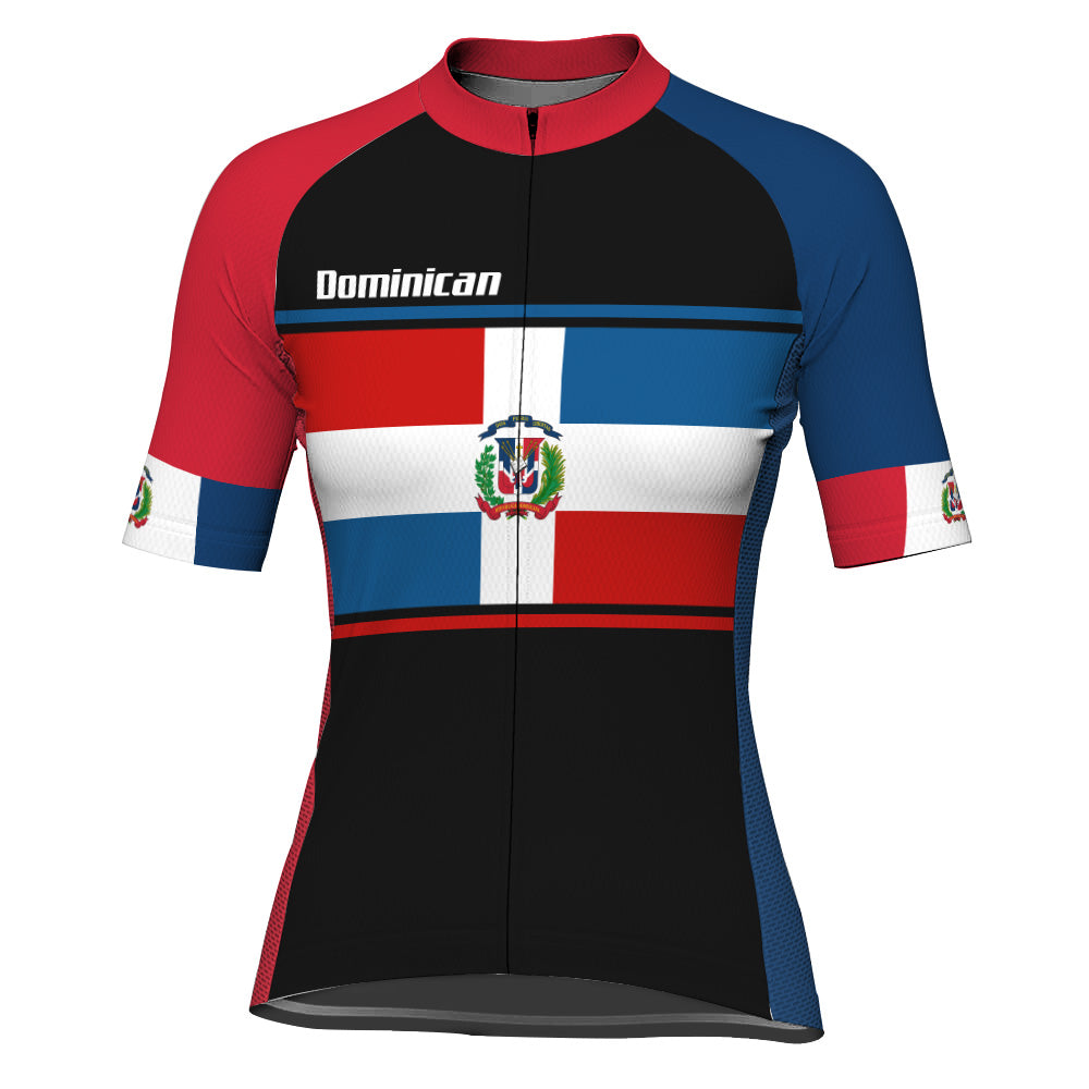 Customized Dominican Winter Thermal Fleece Short Sleeve Cycling Jersey for Women