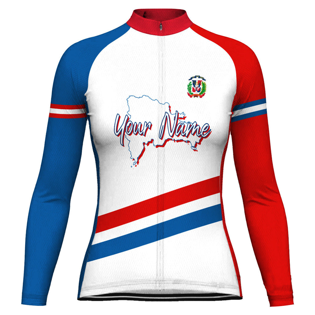 Customized Dominican Winter Thermal Fleece Long Sleeve Cycling Jersey for Women