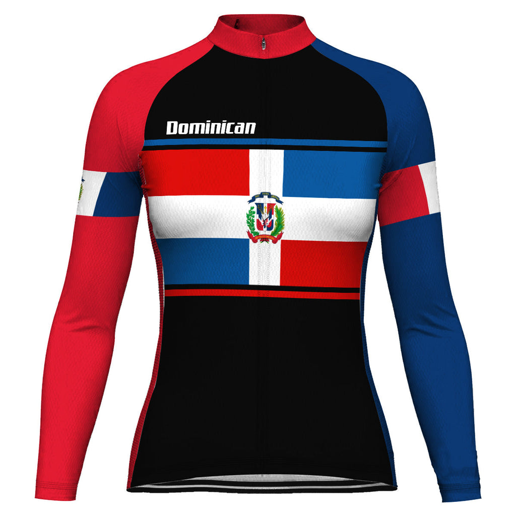 Customized Dominican Winter Thermal Fleece Long Sleeve Cycling Jersey for Women