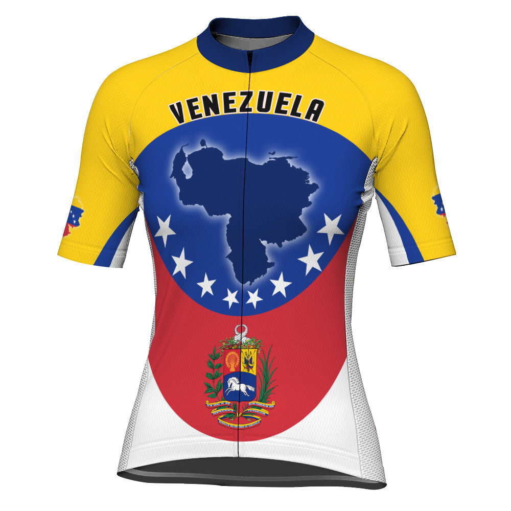 Customized Venezuela Winter Thermal Fleece Short Sleeve Cycling Jersey for Women