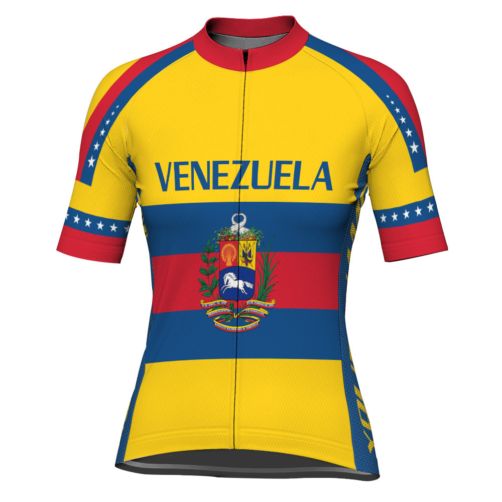 Customized Venezuela Winter Thermal Fleece Short Sleeve Cycling Jersey for Women