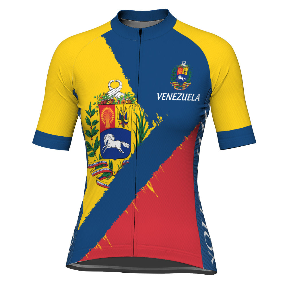 Customized Venezuela Winter Thermal Fleece Short Sleeve Cycling Jersey for Women