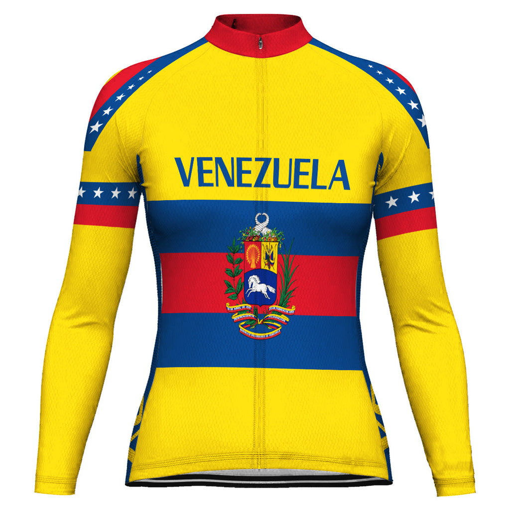 Customized Venezuela Winter Thermal Fleece Long Sleeve Cycling Jersey for Women