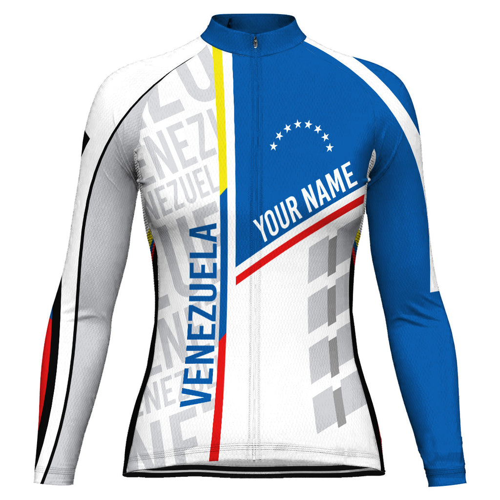 Customized Venezuela Winter Thermal Fleece Long Sleeve Cycling Jersey for Women