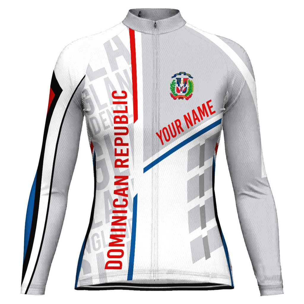 Customized Dominican Winter Thermal Fleece Long Sleeve Cycling Jersey for Women