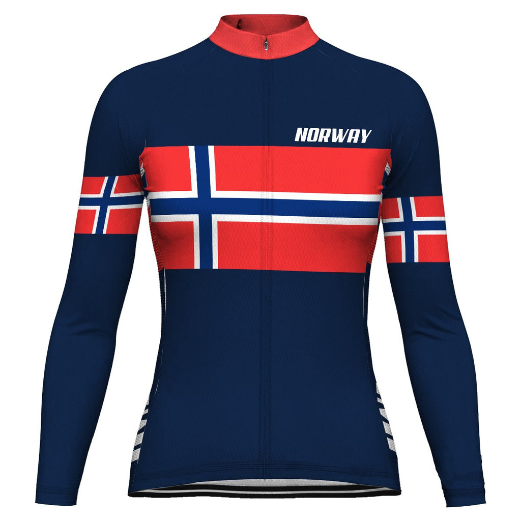Customized Norway Winter Thermal Fleece Long Sleeve Cycling Jersey for Women