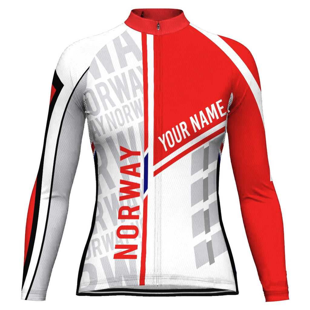Customized Norway Winter Thermal Fleece Long Sleeve Cycling Jersey for Women
