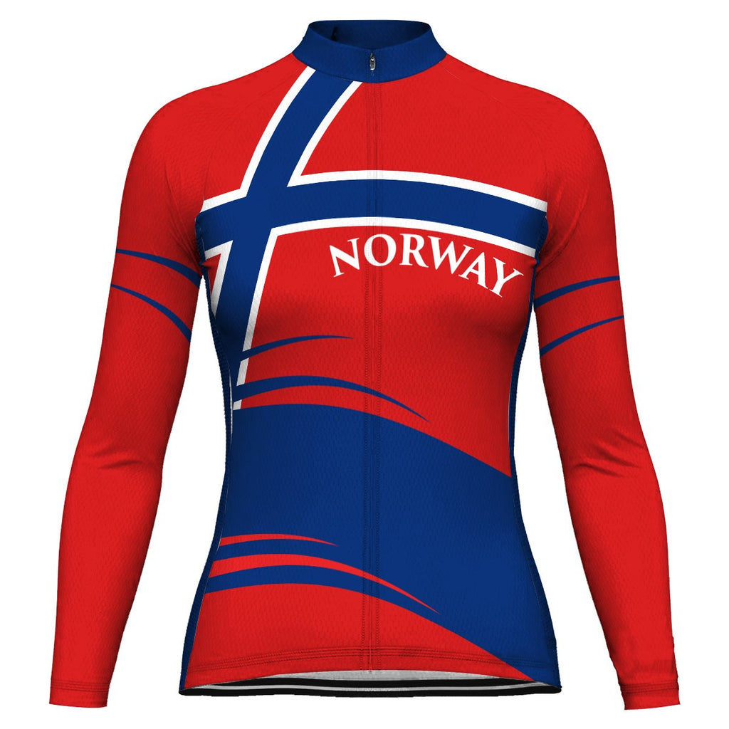 Customized Norway Winter Thermal Fleece Long Sleeve Cycling Jersey for Women