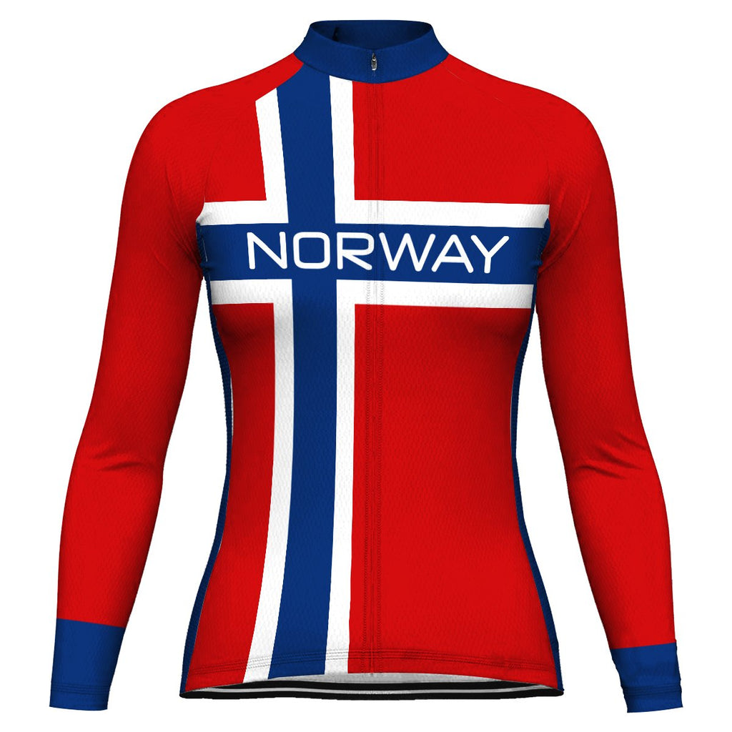 Customized Norway Winter Thermal Fleece Long Sleeve Cycling Jersey for Women