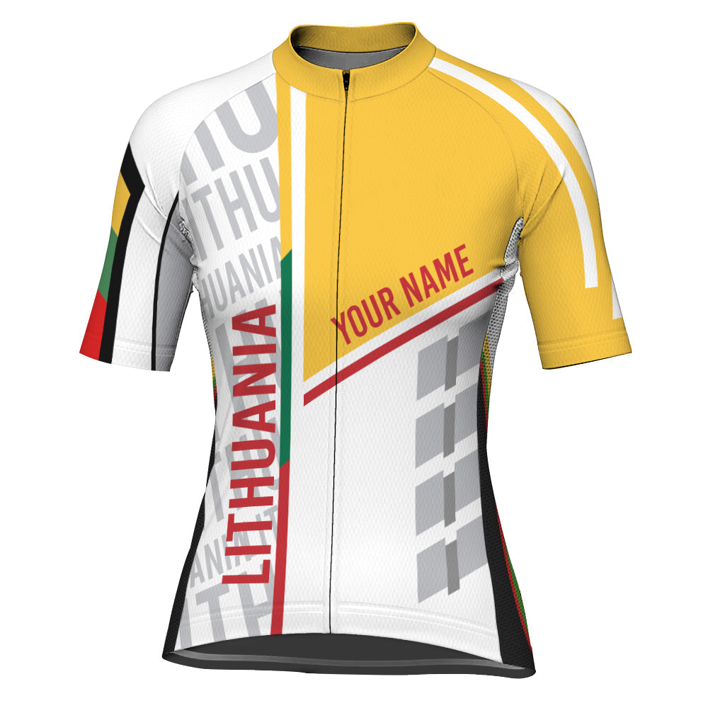 Customized Lithuania Winter Thermal Fleece Short Sleeve Cycling Jersey for Women