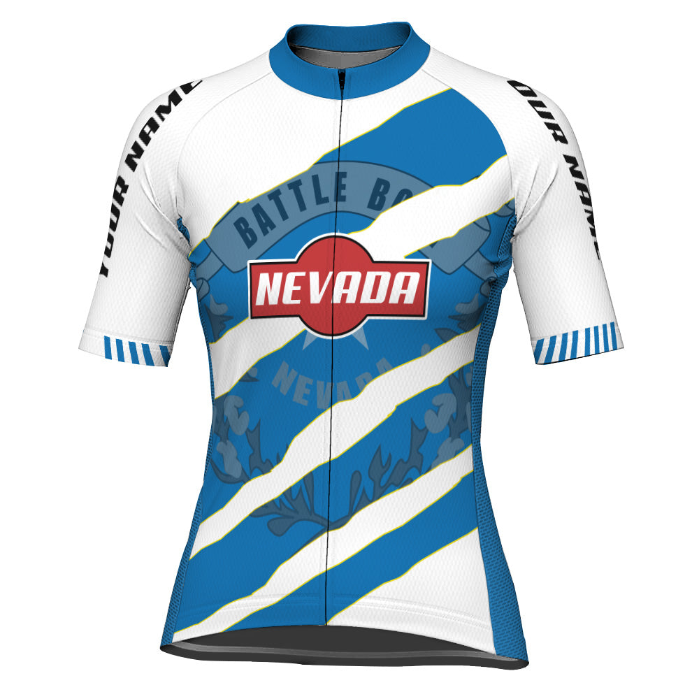 Customized Nevada Winter Thermal Fleece Short Sleeve Cycling Jersey For Women
