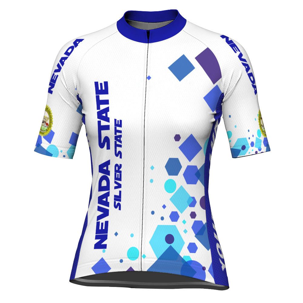 Customized Nevada Winter Thermal Fleece Short Sleeve Cycling Jersey For Women