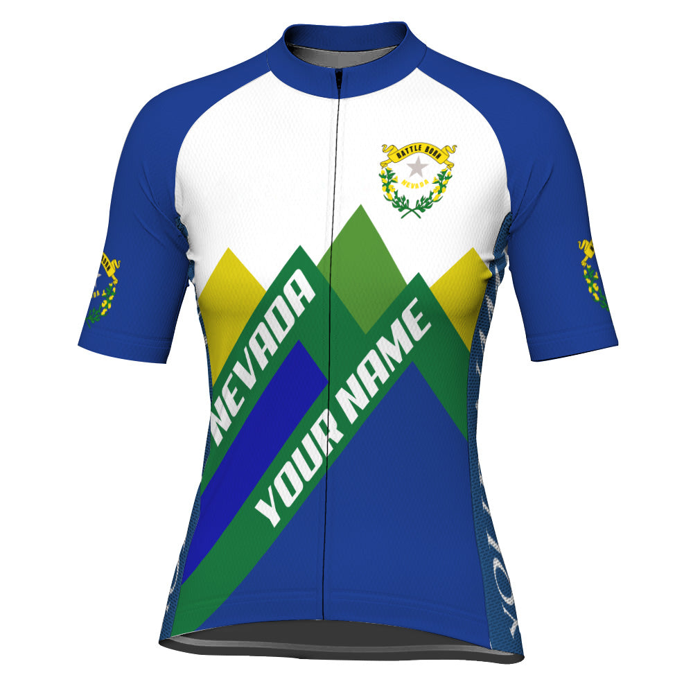 Customized Nevada Winter Thermal Fleece Short Sleeve Cycling Jersey For Women