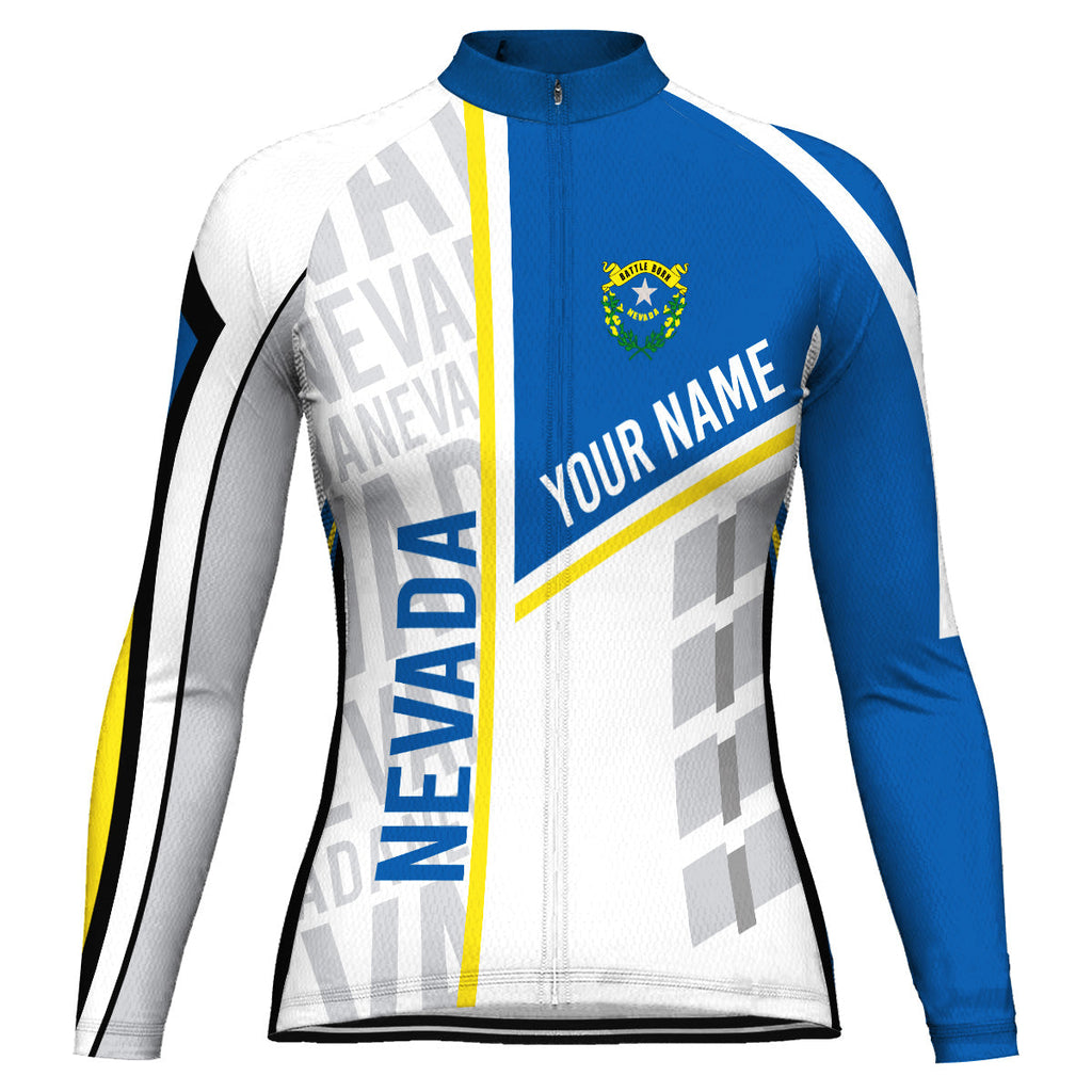 Customized Nevada Winter Thermal Fleece Long Sleeve Cycling Jersey for Women