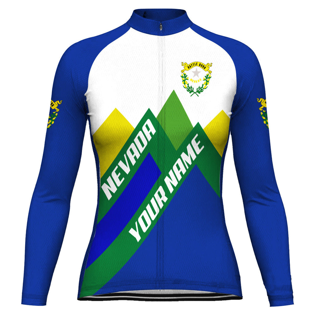 Customized Nevada Winter Thermal Fleece Long Sleeve Cycling Jersey for Women