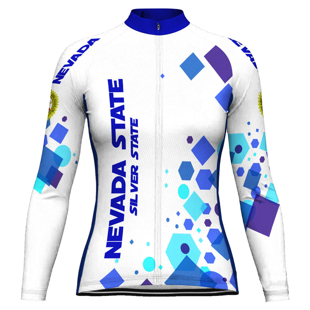 Customized Nevada Winter Thermal Fleece Long Sleeve Cycling Jersey for Women