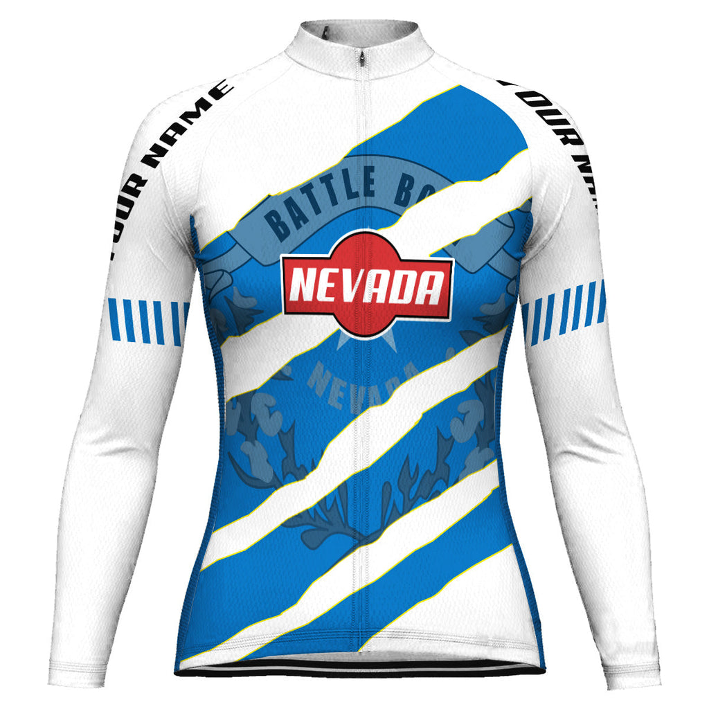 Customized Nevada Winter Thermal Fleece Long Sleeve Cycling Jersey for Women