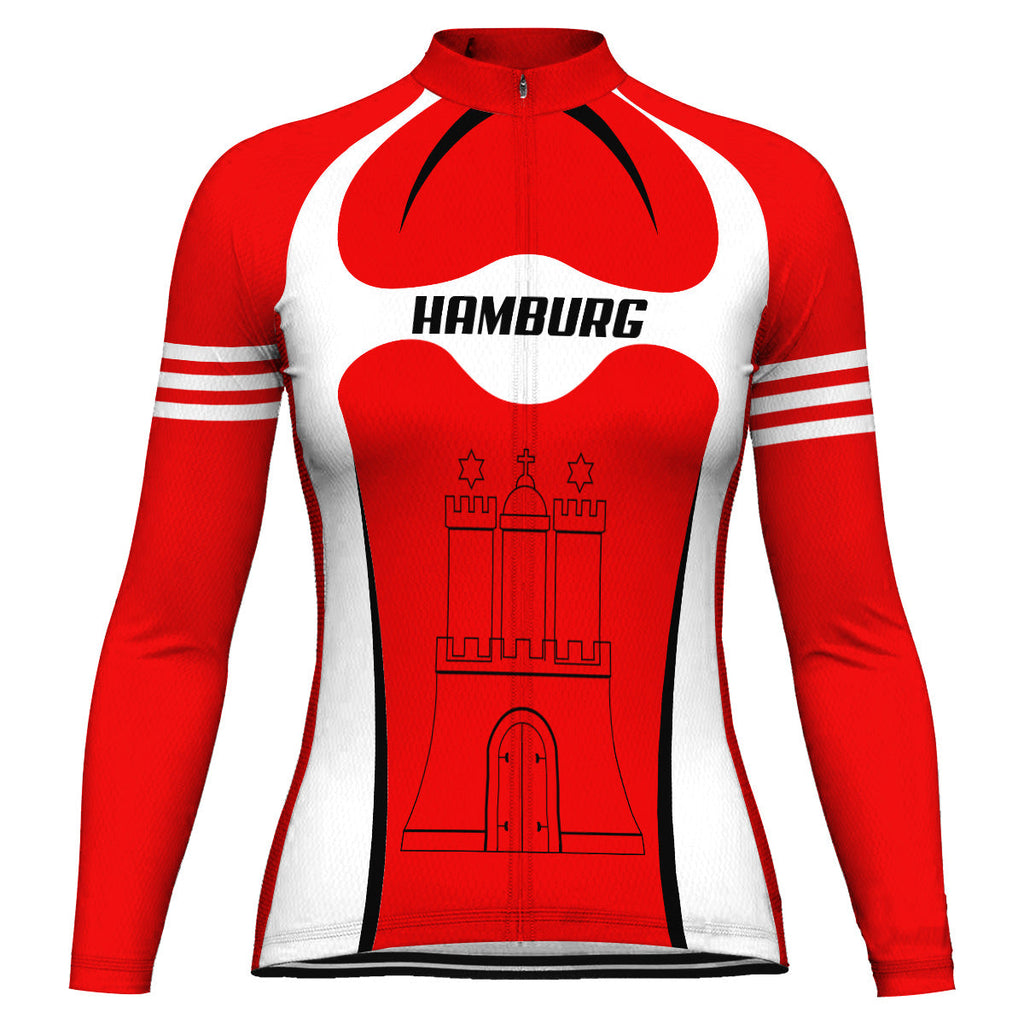 Customized Hamburg Winter Thermal Fleece Long Sleeve Cycling Jersey for Women