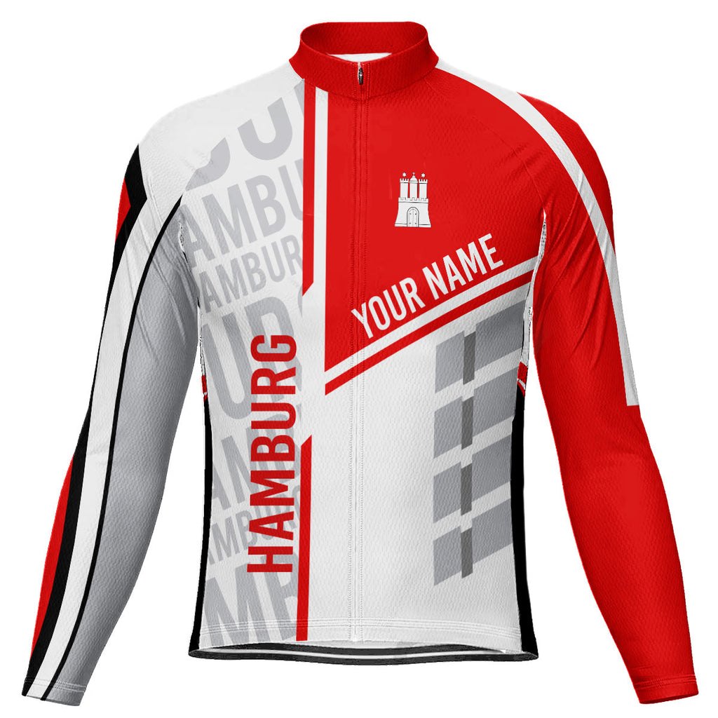 Customized Hamburg Winter Thermal Fleece Long Sleeve Cycling Jersey for Men