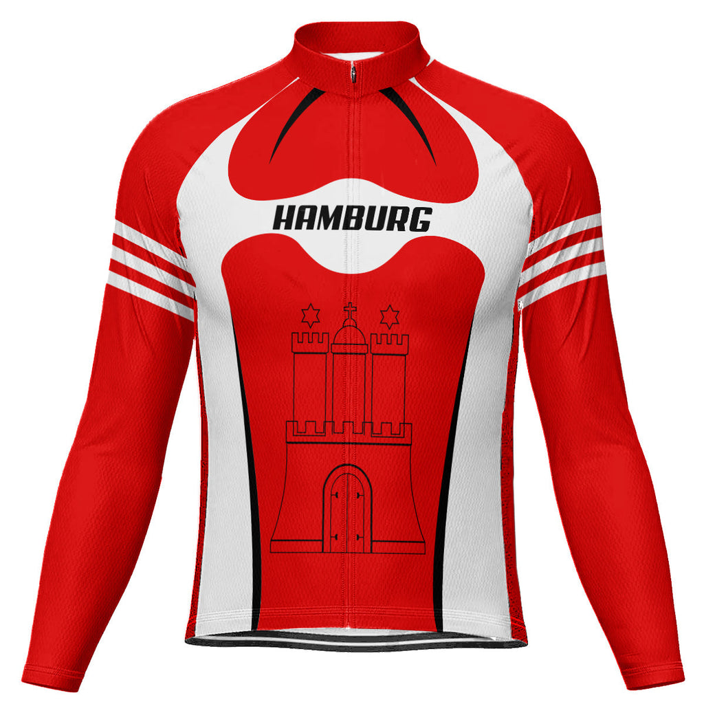 Customized Hamburg Winter Thermal Fleece Long Sleeve Cycling Jersey for Men