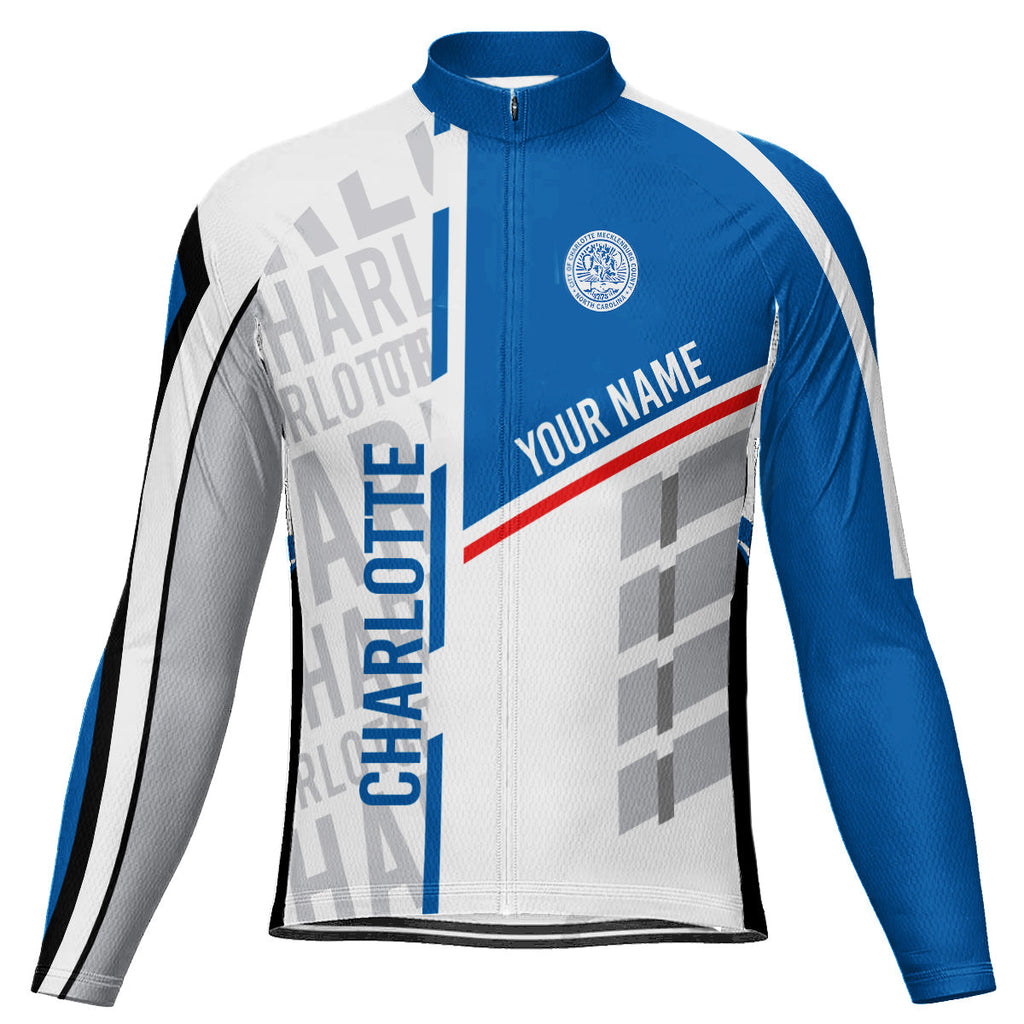 Customized Charlotte Winter Thermal Fleece Long Sleeve Cycling Jersey for Men
