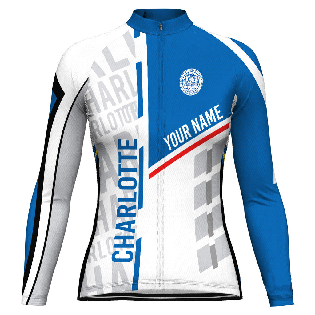 Customized Charlotte Winter Thermal Fleece Long Sleeve Cycling Jersey for Women