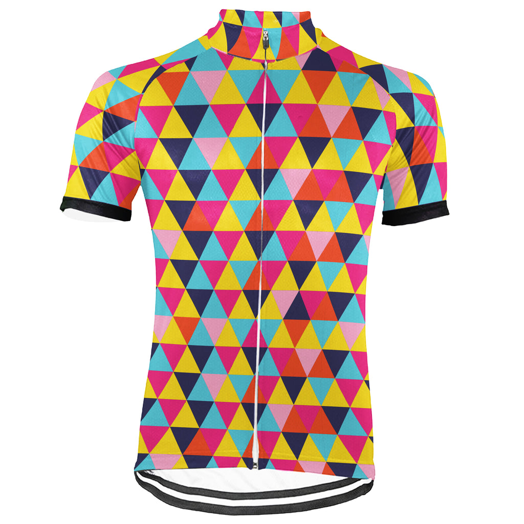 Customized Triangle Colorful Short Sleeve Cycling Jersey for Men