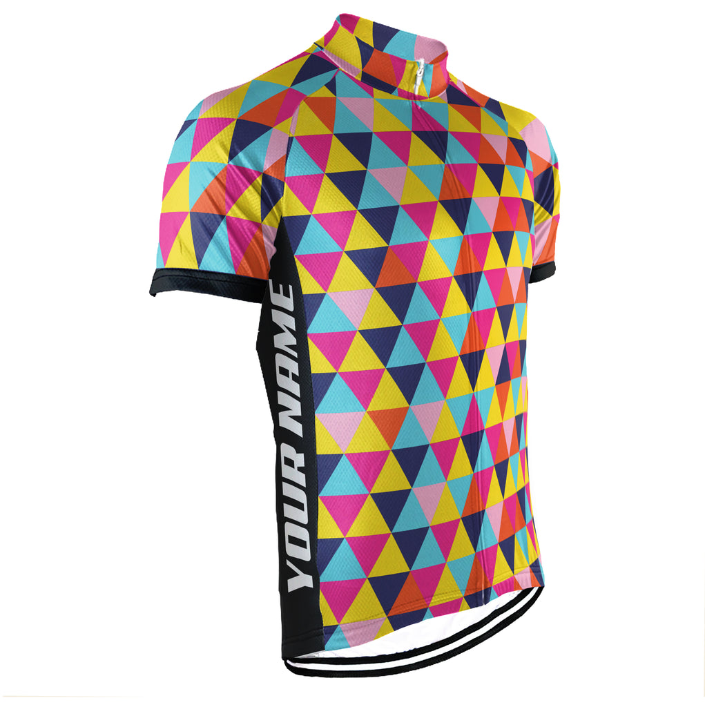 Customized Triangle Colorful Short Sleeve Cycling Jersey for Men 