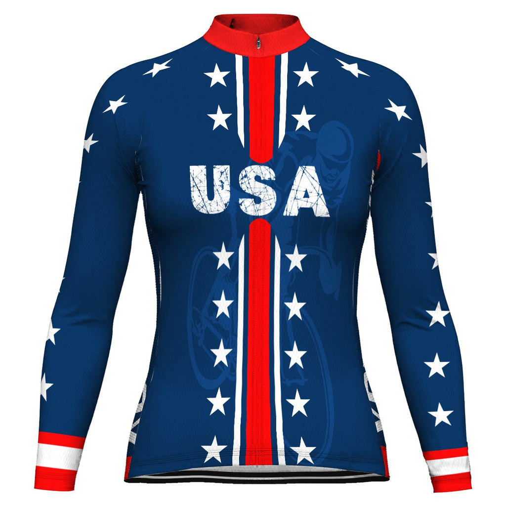 Customized Usa Long Sleeve Cycling Jersey For Women