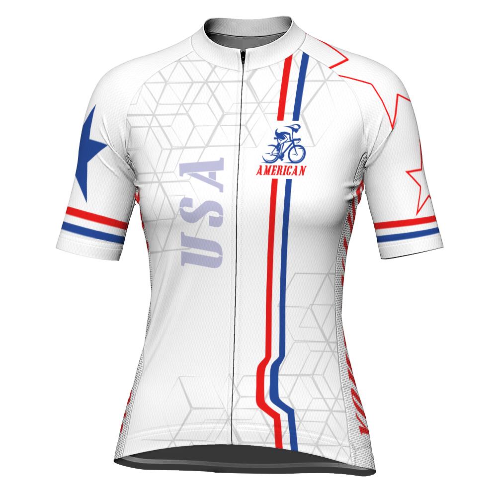 Customized Usa Short Sleeve Cycling Jersey for Women