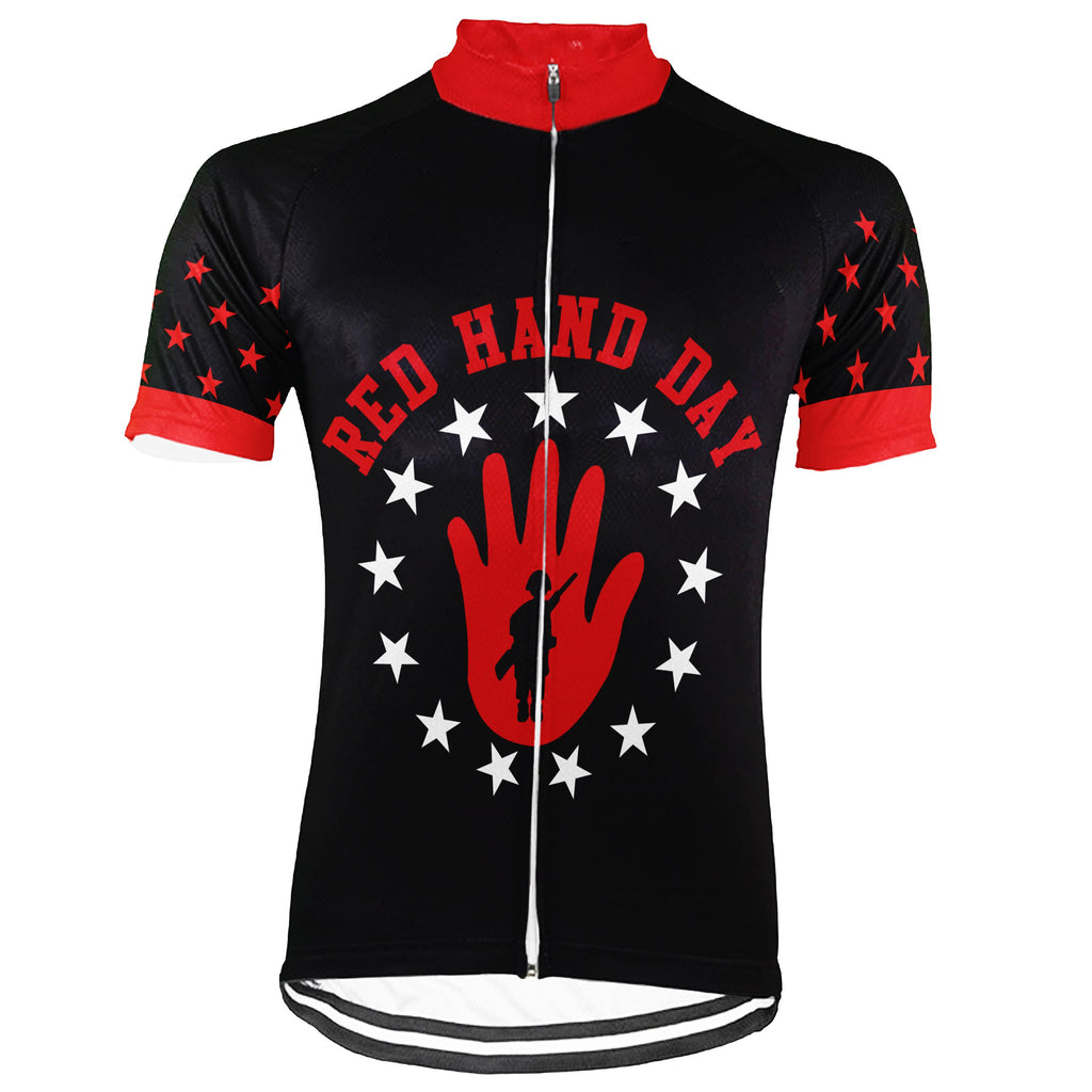Customized Red Hand Day Short Sleeve Cycling Jersey for Men