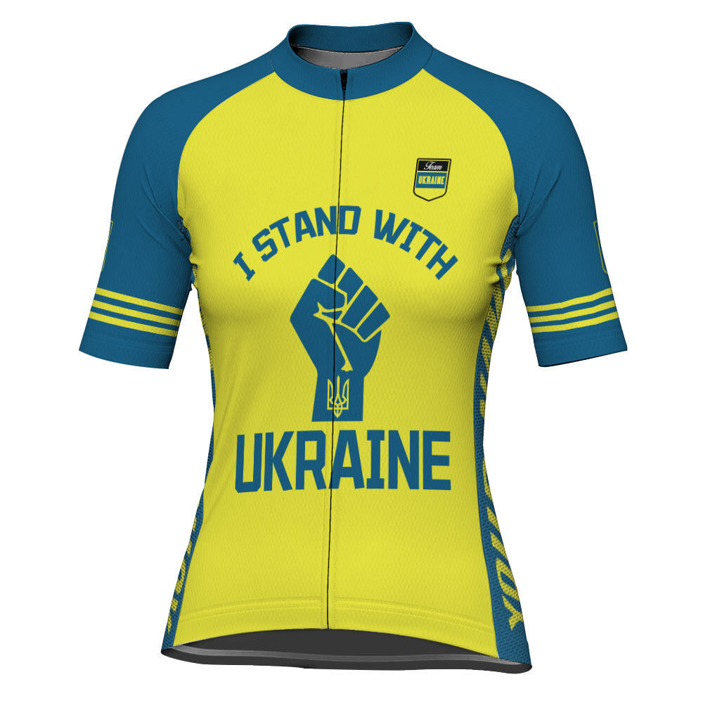 Customized Ukraine Winter Thermal Fleece Short Sleeve Cycling Jersey For Women