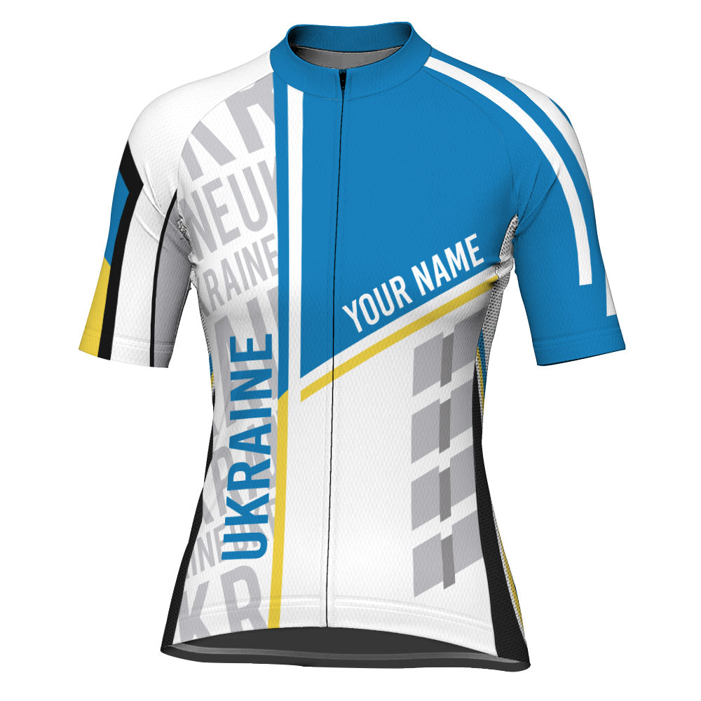 Customized Ukraine Winter Thermal Fleece Short Sleeve Cycling Jersey For Women
