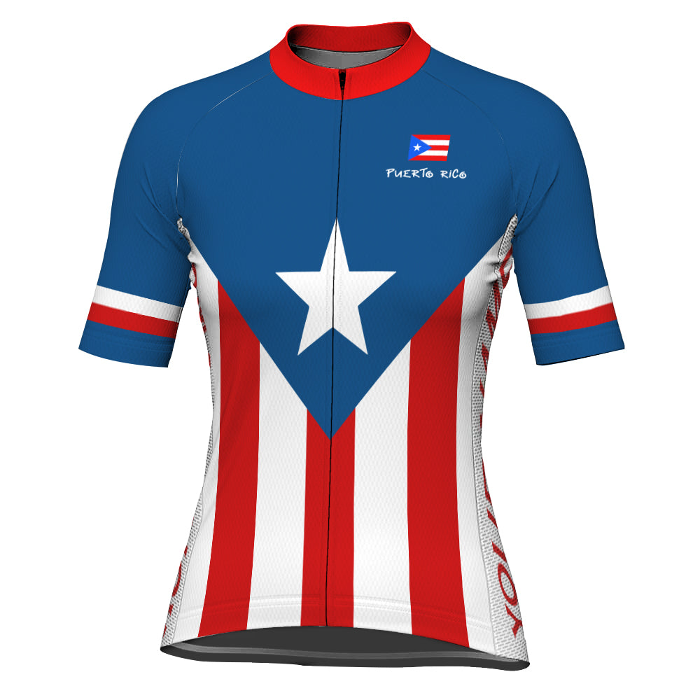 Customized Puerto Rico Short Sleeve Cycling Jersey for Women