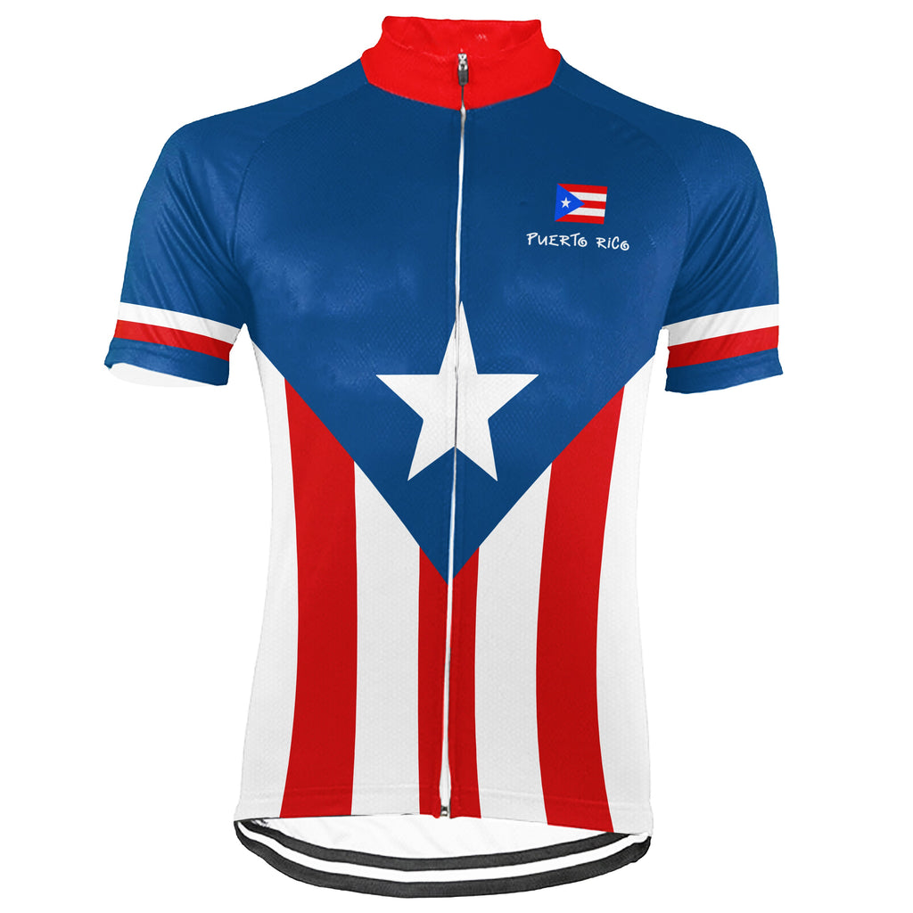 Customized Puerto Rico Winter Thermal Fleece Short Sleeve Cycling Jersey for Men