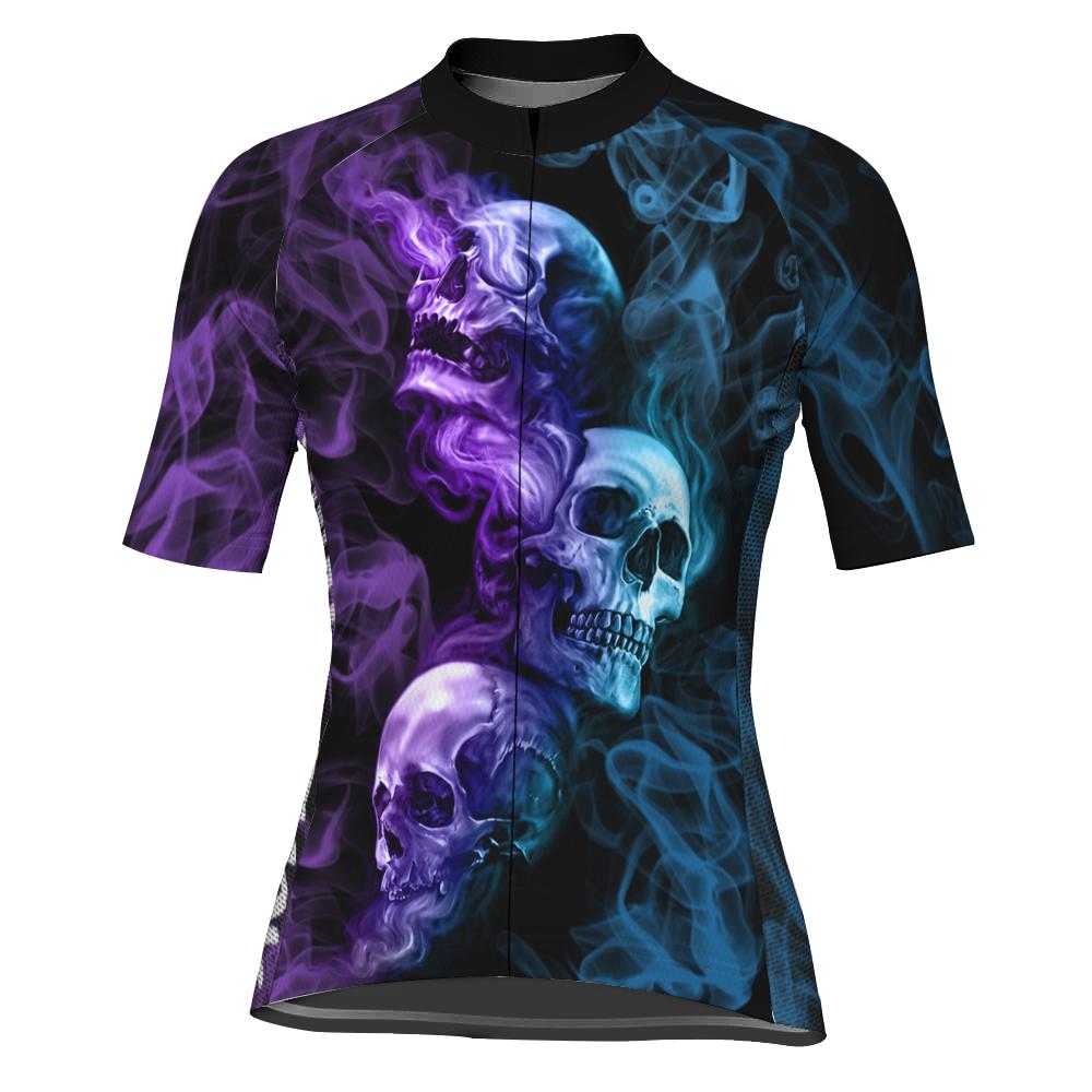 Customized Skull Short Sleeve Cycling Jersey for Women