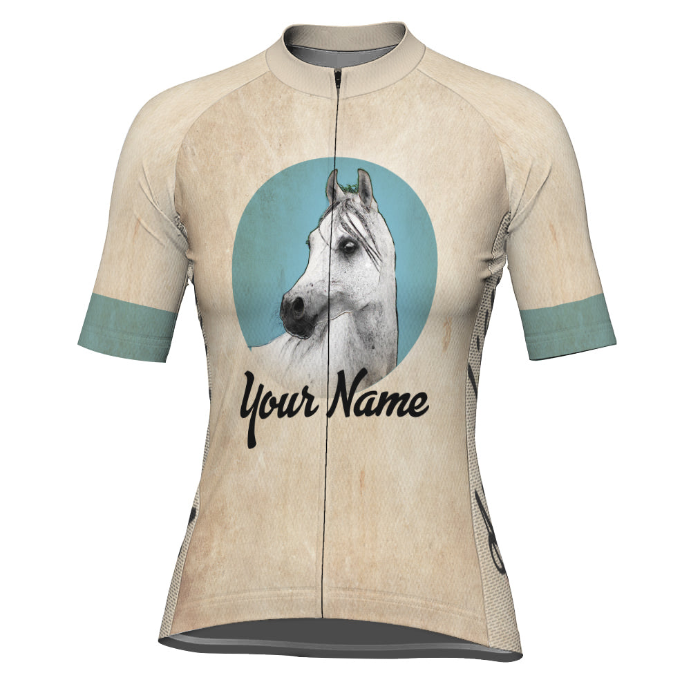 Customized Image Horse Short Sleeve Cycling Jersey for Women