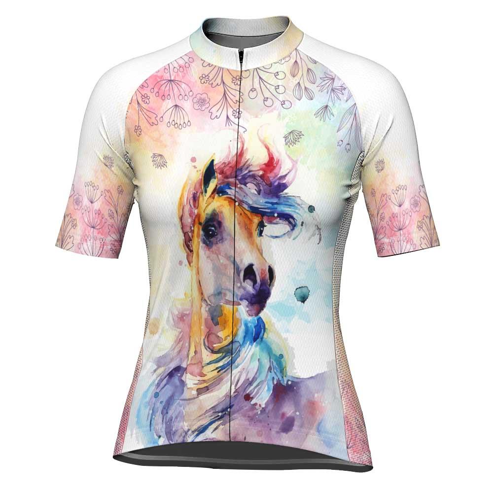 Horse Short Sleeve Cycling Jersey for Women