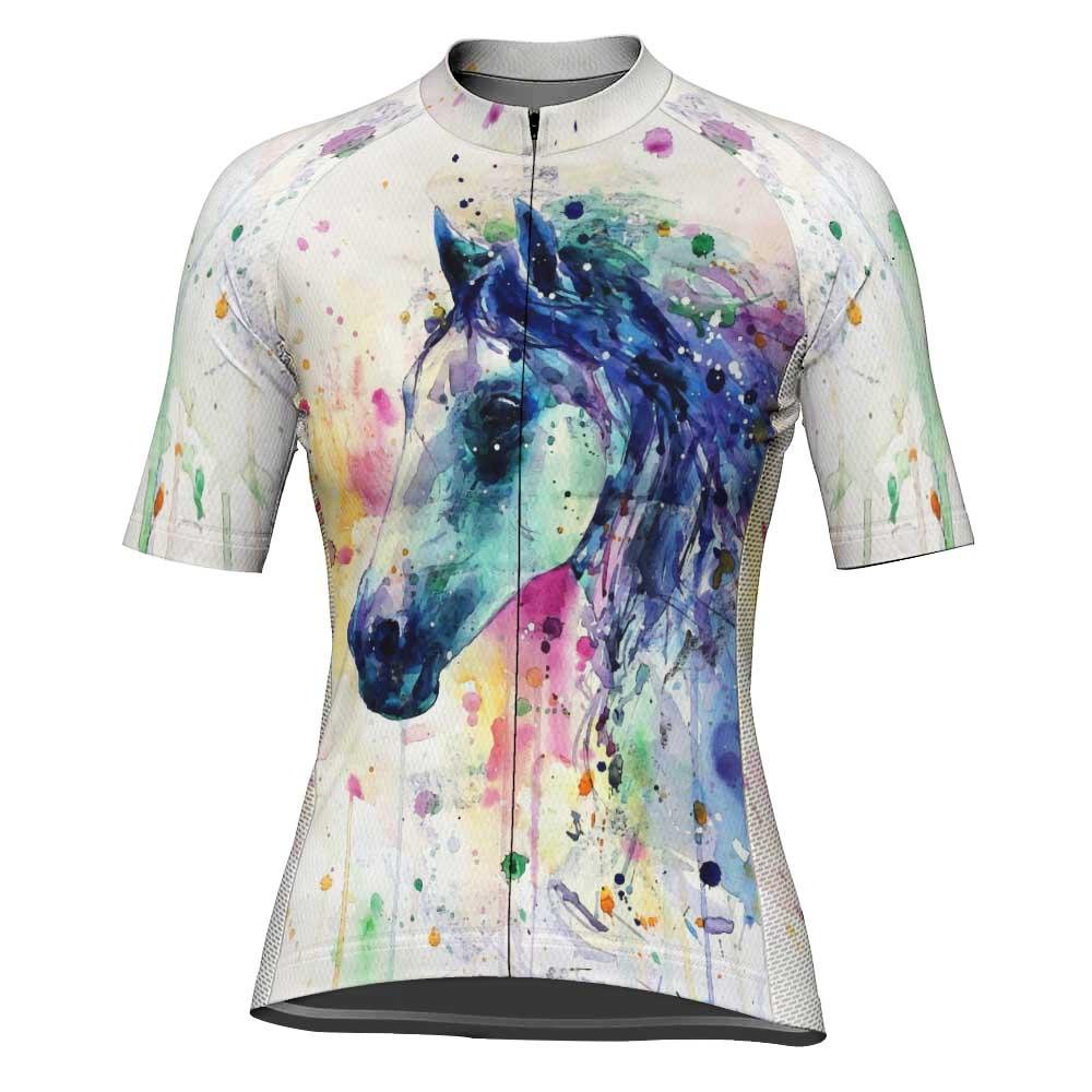 Horse Short Sleeve Cycling Jersey for Women