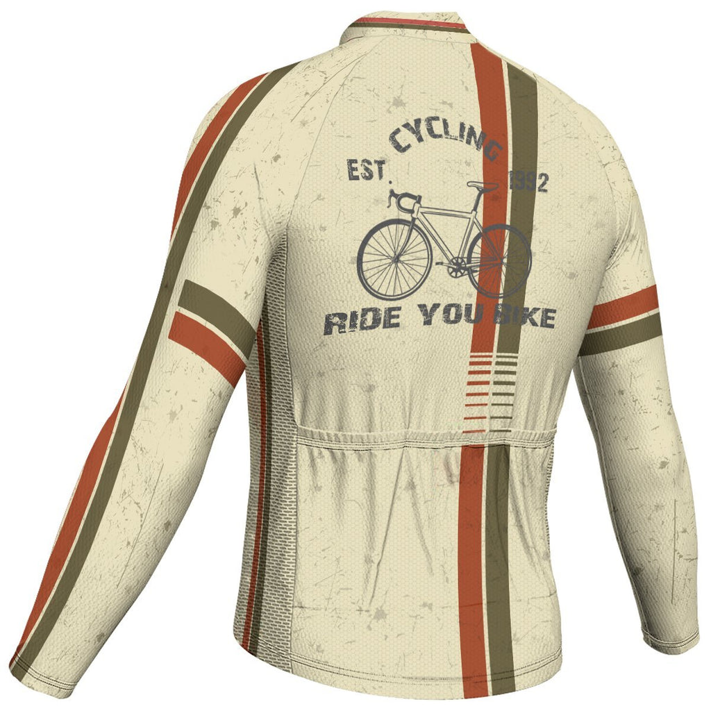 retro cycling gear Vintage Long Sleeve Cycling Jersey for Men D02100320_03 / XL