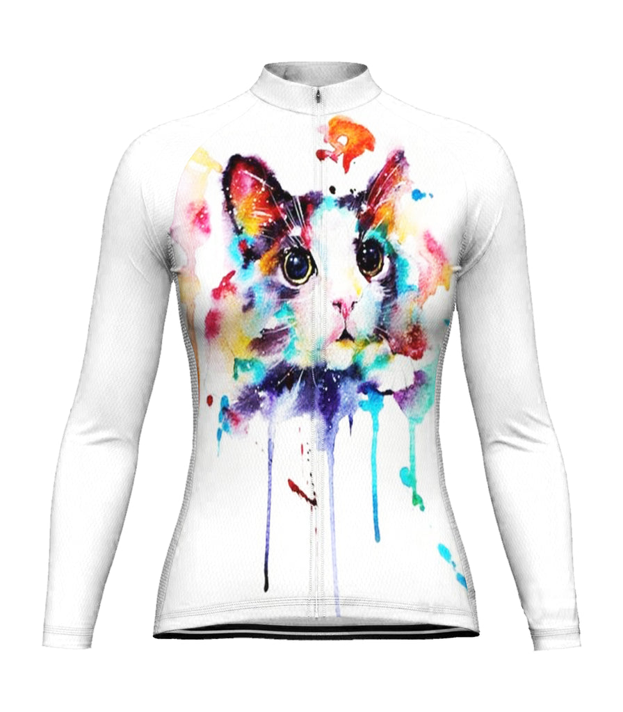 Colorful Cat Long Sleeve Cycling Jersey for Women