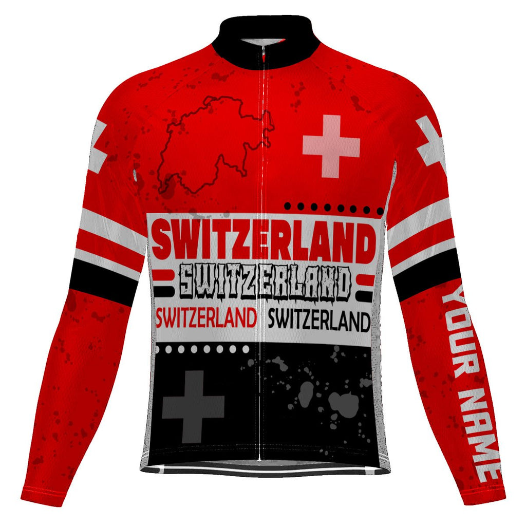 Customized Switzerland Long Sleeve Cycling Jersey for Men