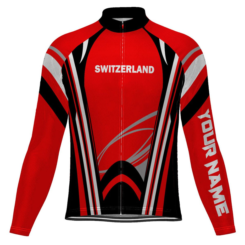 Customized Switzerland Long Sleeve Cycling Jersey for Men