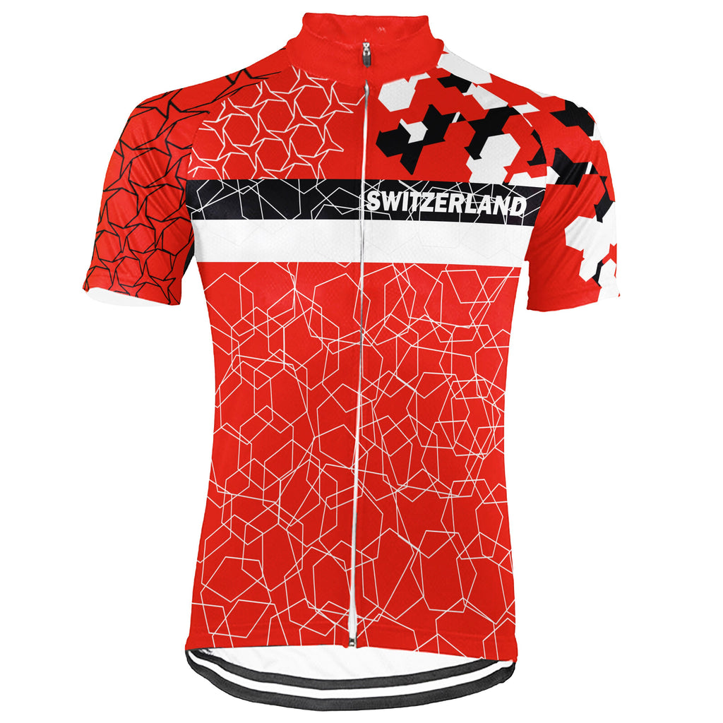 Customized Switzerland Short Sleeve Cycling Jersey for Men