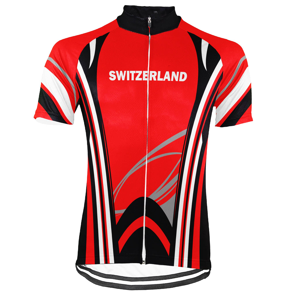 Customized Switzerland Short Sleeve Cycling Jersey for Men