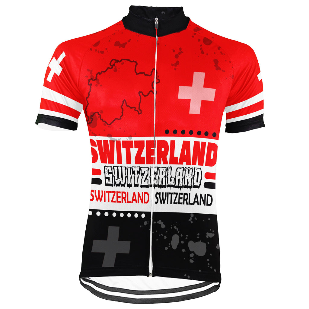 Customized Switzerland Short Sleeve Cycling Jersey for Men