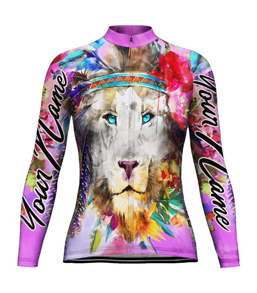 Customized Lion Long Sleeve Cycling Jersey for Women